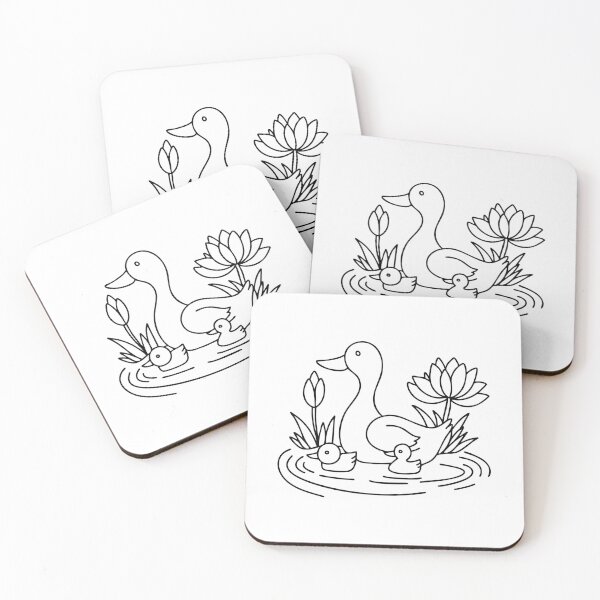 Item preview, Duck with ducklings in a pond with lotus designed and sold by rasagamastore.