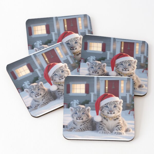 Item preview, Cute, Baby Snow Leopard in Christmas Night designed and sold by Pim-Crystal.