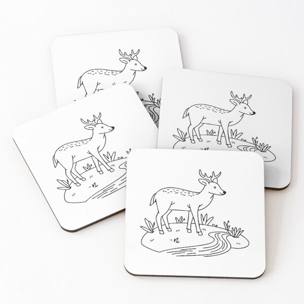 Item preview, Deer nibbling grass near a flowing stream designed and sold by rasagamastore.