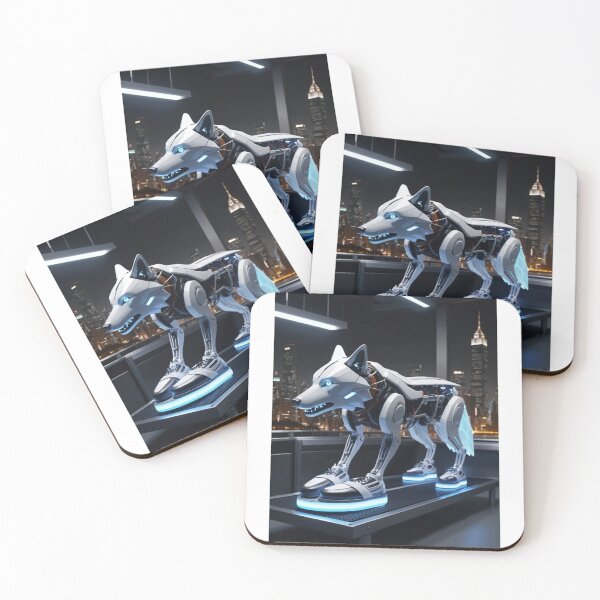 Item preview, Futuristic Robotic Wolf with LED Sneakers - Cyberpunk Art designed and sold by PRIME4YOU.