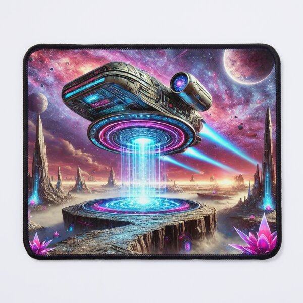 Item preview, Futuristic Time Machine Landing on Alien Planet designed and sold by MrTrendyDesigns.