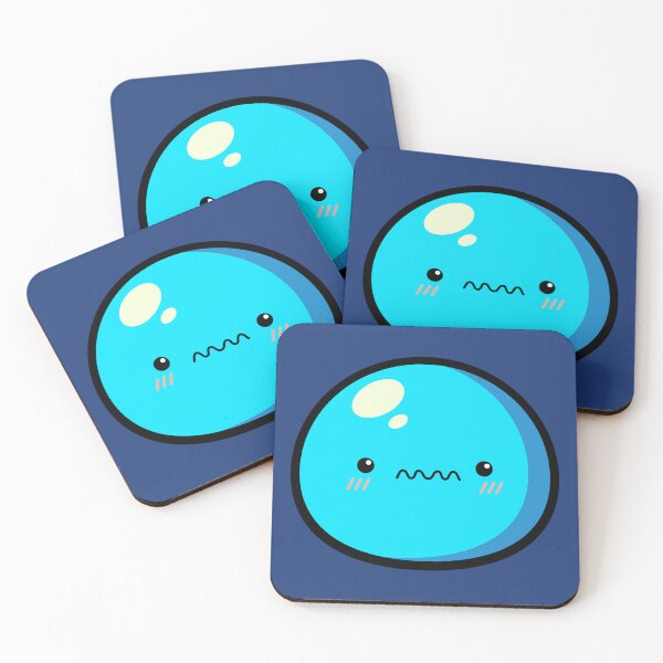 Item preview, Cute Kawaii Blue Slime Face Illustration designed and sold by Kubala Designs.