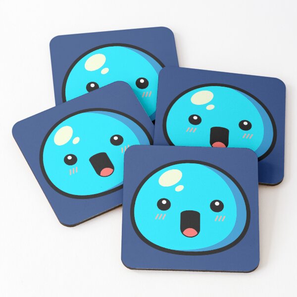 Item preview, Cute Kawaii Blue Slime Face Illustration designed and sold by Kubala Designs.