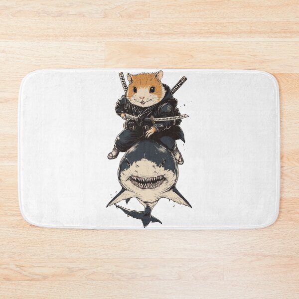 Item preview, Ninja Hamster Riding Shark Funny Samurai Animal Humor designed and sold by Madine Design.