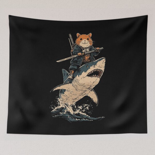 Item preview, Ninja Hamster on Shark Funny Samurai Animal Lovers designed and sold by Madine Design.