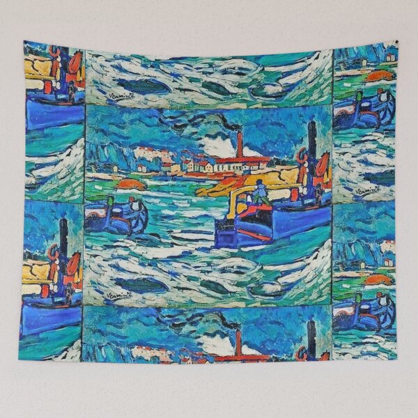 Item preview, Barges on the Seine (Bateaux sur la Seine), 1905-06, oil on canvas, Maurice Vlaminck designed and sold by CristalleLisa.