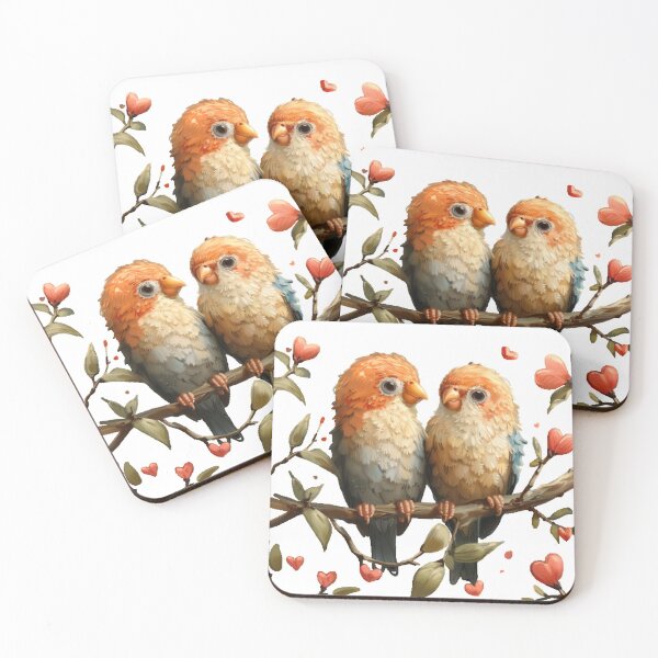 Item preview, Romantic Lovebirds Art Pastel Bird Couple Illustration Whimsical Love Scene Heartwarming Avian Romance Vintage Lovebirds Aesthetic designed and sold by MamaDong.