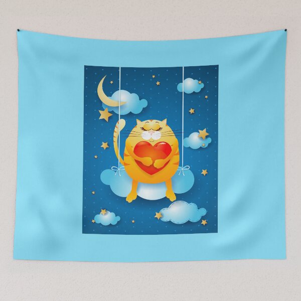 Item preview, Over the clouds, cat in love designed and sold by LuisaVenturoli.