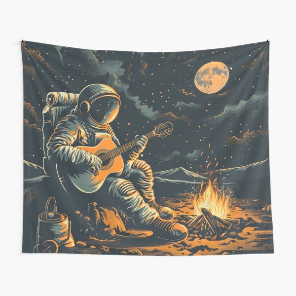Item preview, Galaxy Astronaut Guitarist Campfire Luna designed and sold by GrinGalore.