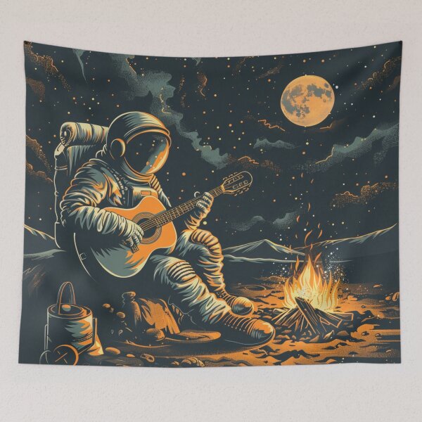 Item preview, Galaxy Astronaut Guitarist Campfire Luna designed and sold by GrinGalore.