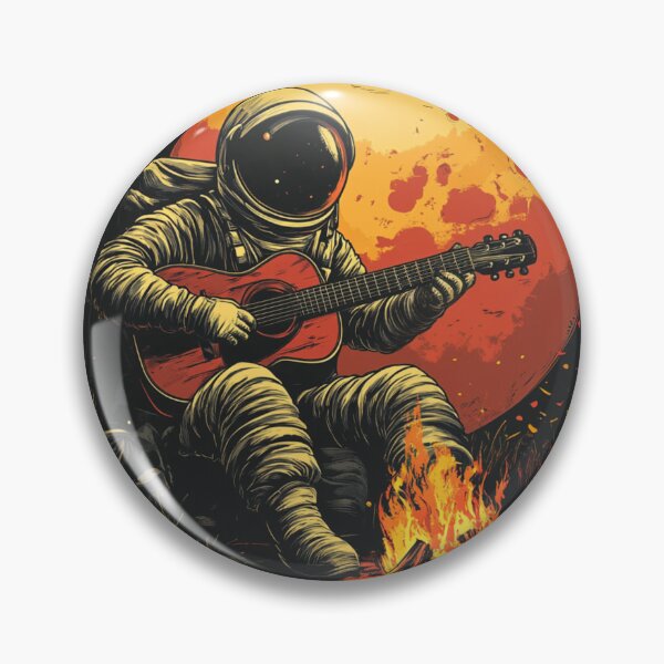 Item preview, Galaxy Astronaut Guitarist Campfire Red Moon designed and sold by GrinGalore.