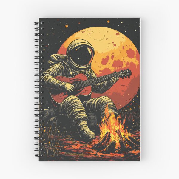 Item preview, Galaxy Astronaut Guitarist Campfire Red Moon designed and sold by GrinGalore.