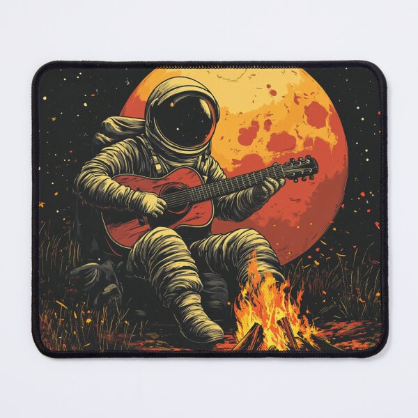 Item preview, Galaxy Astronaut Guitarist Campfire Red Moon designed and sold by GrinGalore.