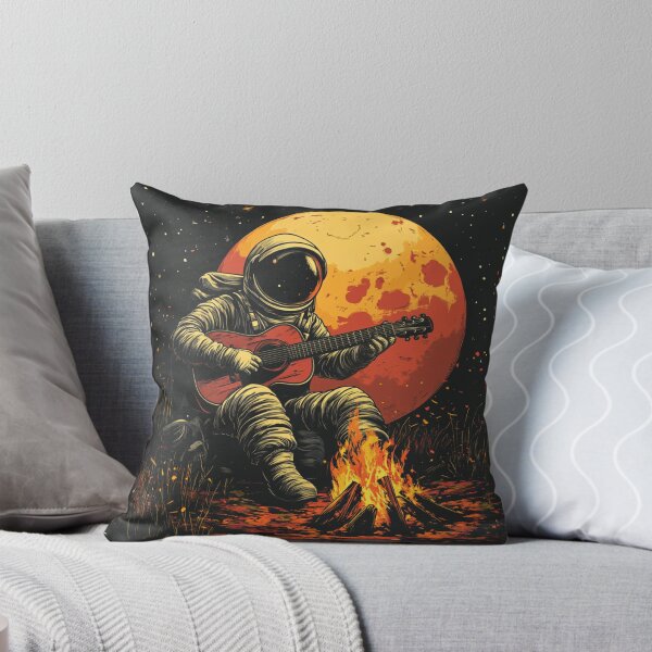 Item preview, Galaxy Astronaut Guitarist Campfire Red Moon designed and sold by GrinGalore.