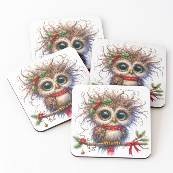Item preview, Bewildered Christmas Owl with Holly on a Branch designed and sold by T-shirtMill.