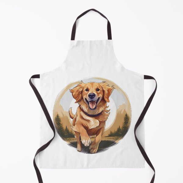 Item preview, happy golden retriever dog running in forest, round designed and sold by planetgolden.