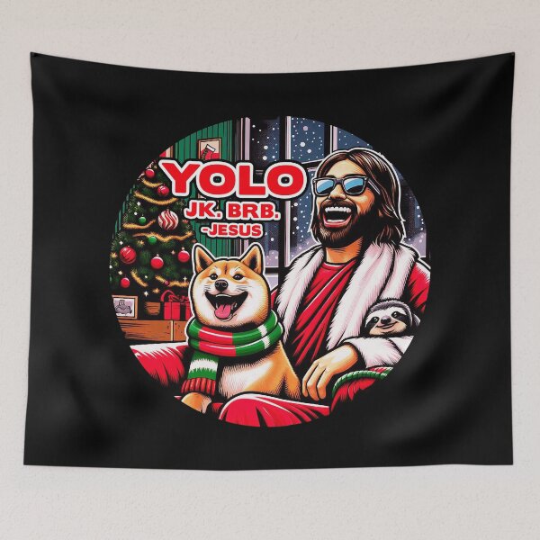 Item preview, YOLO JK BRB Jesus Shiba Inu Sloth designed and sold by plushism.