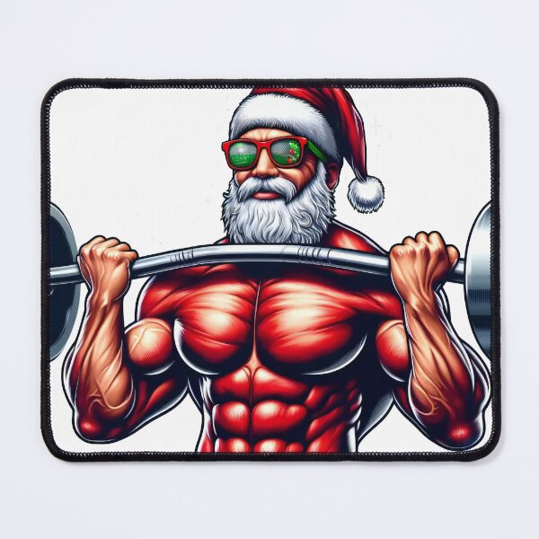 Item preview, Santa Powerlifting Christmas Barbell Scene designed and sold by AIARTIST1.