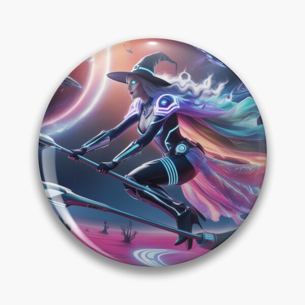 Item preview, Futuristic Witch Chasing Aliens in Cosmic Skies designed and sold by MrTrendyDesigns.