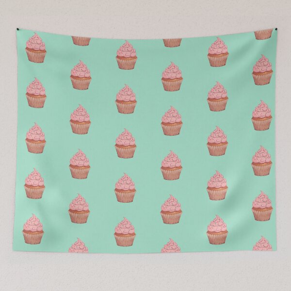 Item preview, Festive Pastel Mint Cupcake Ligne Claire Comic Illustration designed and sold by MadeByHaresShop.