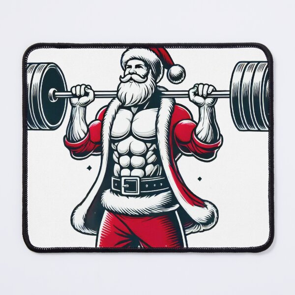 Item preview, Christmas Santa Weightlifting in Festive Spirit designed and sold by AIARTIST1.