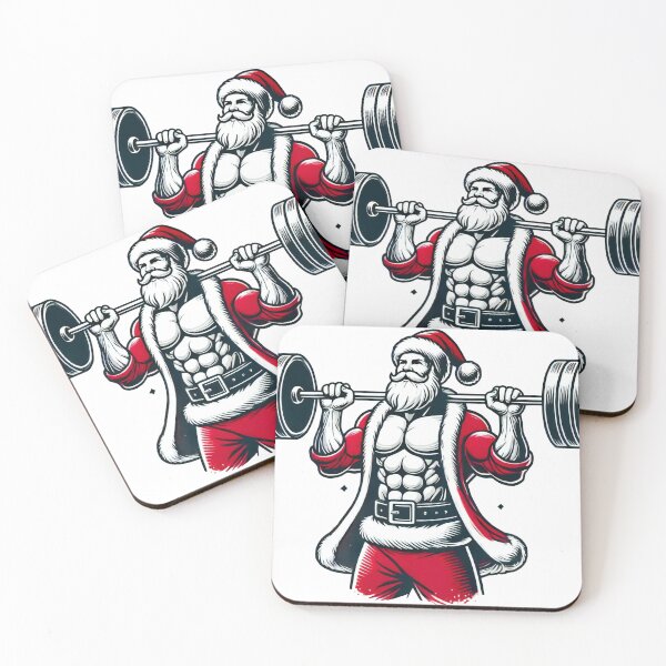 Item preview, Christmas Santa Weightlifting in Festive Spirit designed and sold by AIARTIST1.