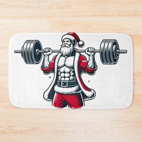 Item preview, Christmas Santa Weightlifting in Festive Spirit designed and sold by AIARTIST1.