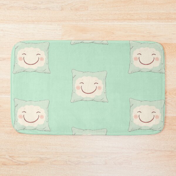 Item preview, Smiling Pillow in Pastel Green A  Comic Illustration designed and sold by MadeByHaresShop.