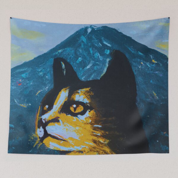 Item preview, a cat and fuji mountain designed and sold by MerryCrown.