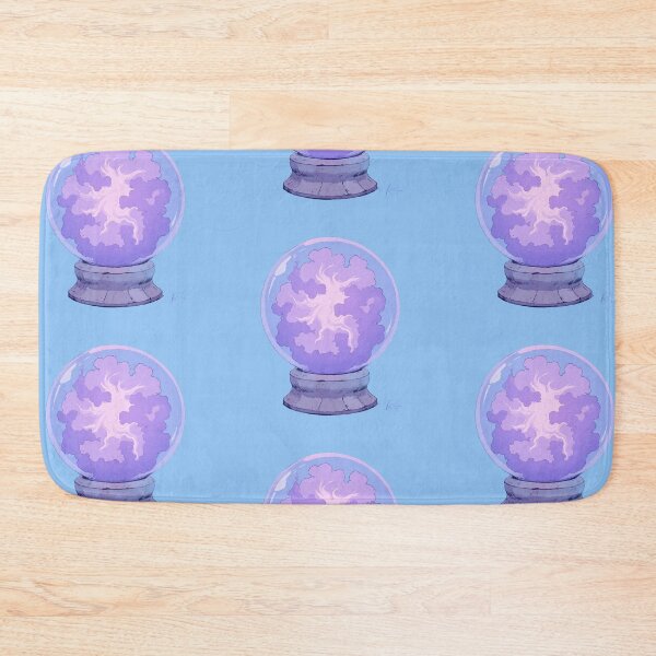 Item preview, Glowing Purple Mist Crystal Ball in Pastel Blue Background  Comic Style Illustration designed and sold by MadeByHaresShop.