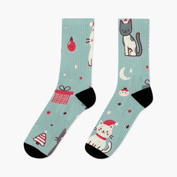 Item preview, Christmas Cats in Santa Hats – Festive Holiday Pattern designed and sold by CitrineLinker.