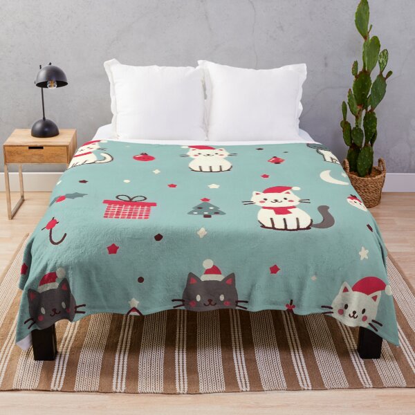 Item preview, Christmas Cats in Santa Hats – Festive Holiday Pattern designed and sold by CitrineLinker.