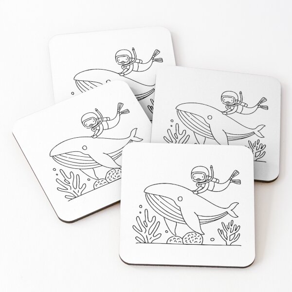Item preview, Diver swimming alongside a whale near coral designed and sold by rasagamastore.