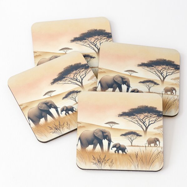 Item preview, Serene Savanna: Minimalist Watercolor African Elephants. designed and sold by CreaKat.