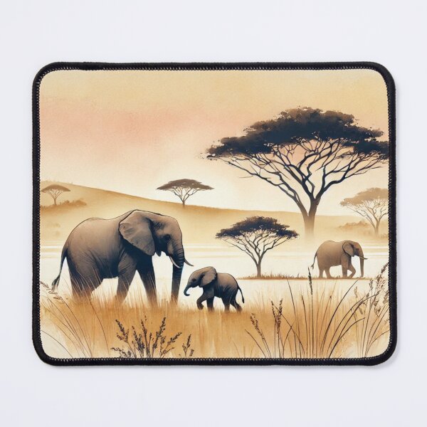 Item preview, Serene Savanna: Minimalist Watercolor African Elephants. designed and sold by CreaKat.
