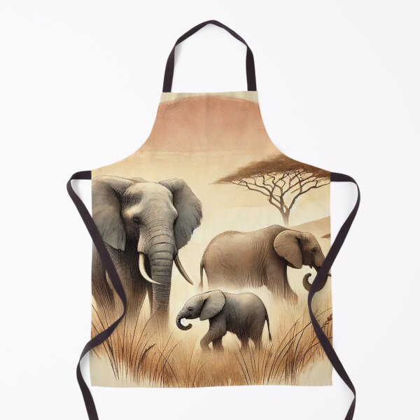 Item preview, Vintage Elegance: Watercolor African Elephants in Savanna. designed and sold by CreaKat.