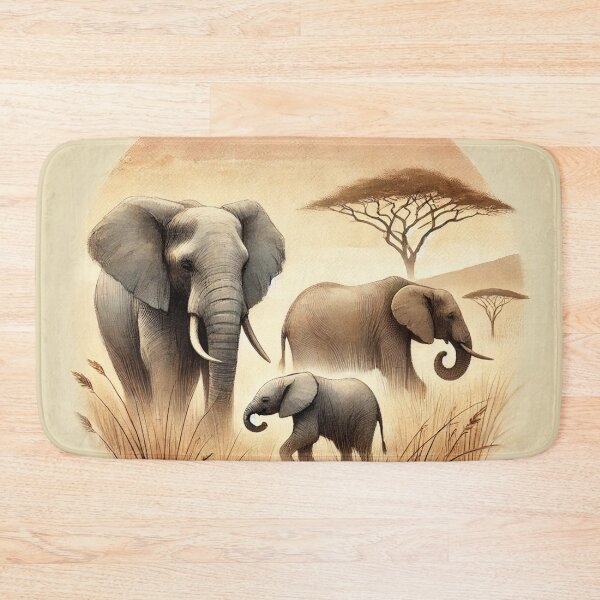 Item preview, Vintage Elegance: Watercolor African Elephants in Savanna. designed and sold by CreaKat.