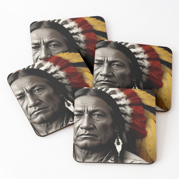Item preview, Sitting Bull In Red and Yellow Bonnet designed and sold by SJZDesign.