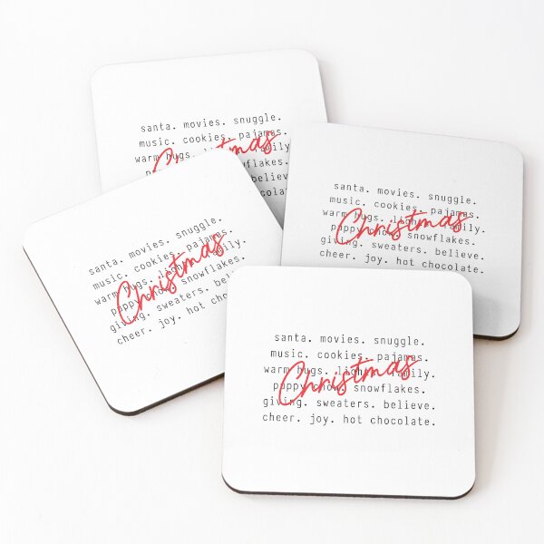 Item preview, Christmas words, santa, movies, snuggle, music, cookies, pajamas, PJs, warm hugs, hot chocolatte, snowflakes, sweaters, believe designed and sold by Dominika Farkašová.