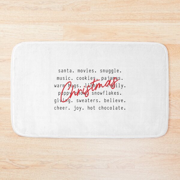 Item preview, Christmas words, santa, movies, snuggle, music, cookies, pajamas, PJs, warm hugs, hot chocolatte, snowflakes, sweaters, believe designed and sold by Dominika Farkašová.