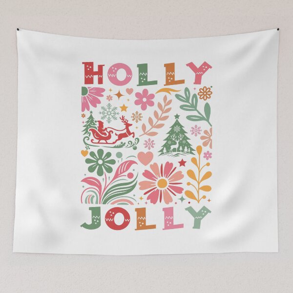 Item preview, Holly Jolly  Boho Flowers Chridtmas Merry Christmas Santa designed and sold by Dominika Farkašová.