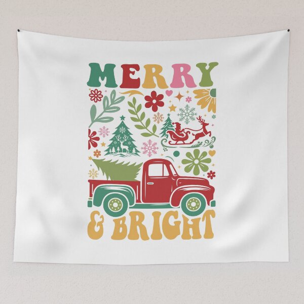 Item preview, Merry And Bright Boho Flowers Christmas Design designed and sold by Dominika Farkašová.