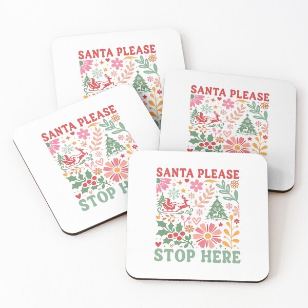 Item preview, Santa Please Stop Here Boho Flowers Christmas Design designed and sold by Dominika Farkašová.