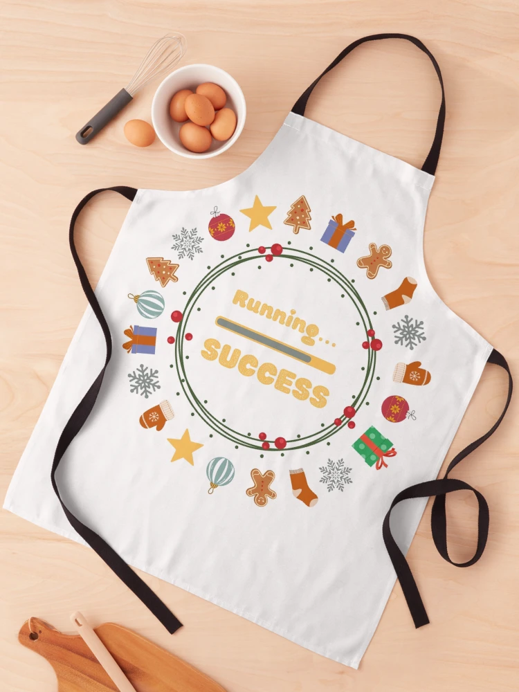 Thumbnail 1 of 6, Apron, Festive Loading - Christmas "Running... Success!" designed and sold by I-RDesign.