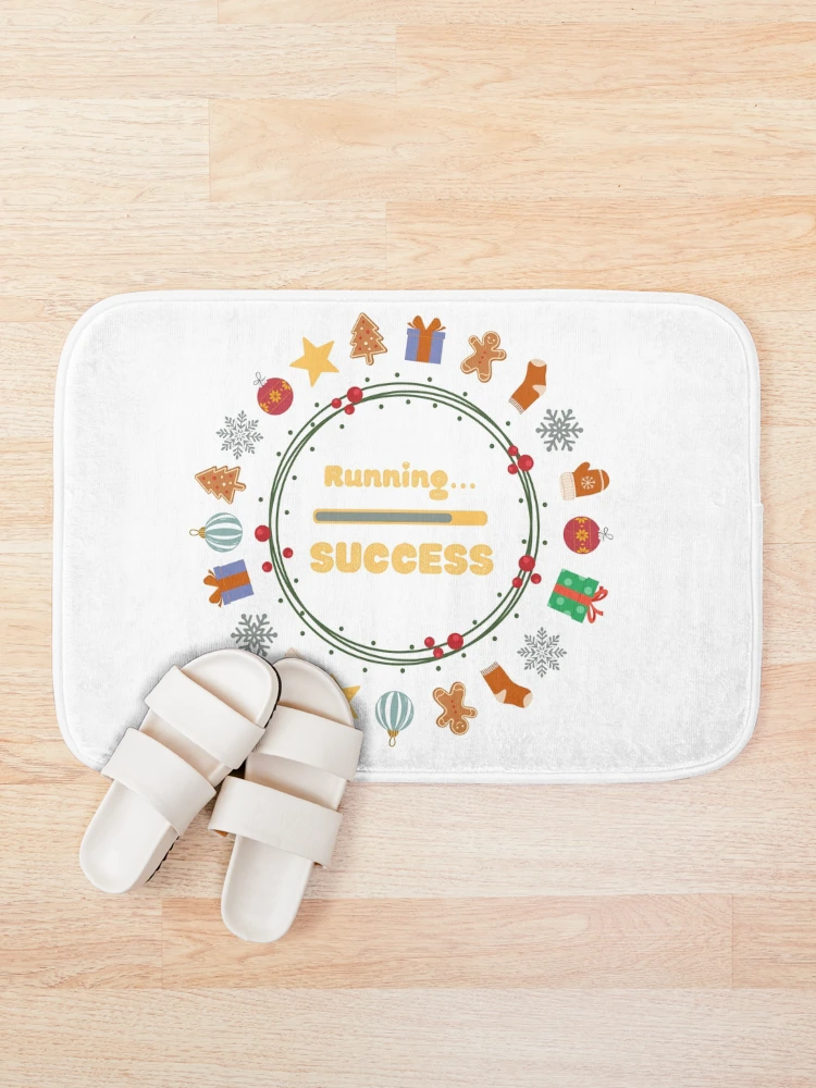 Thumbnail 1 of 6, Bath Mat, Festive Loading - Christmas "Running... Success!" designed and sold by I-RDesign.