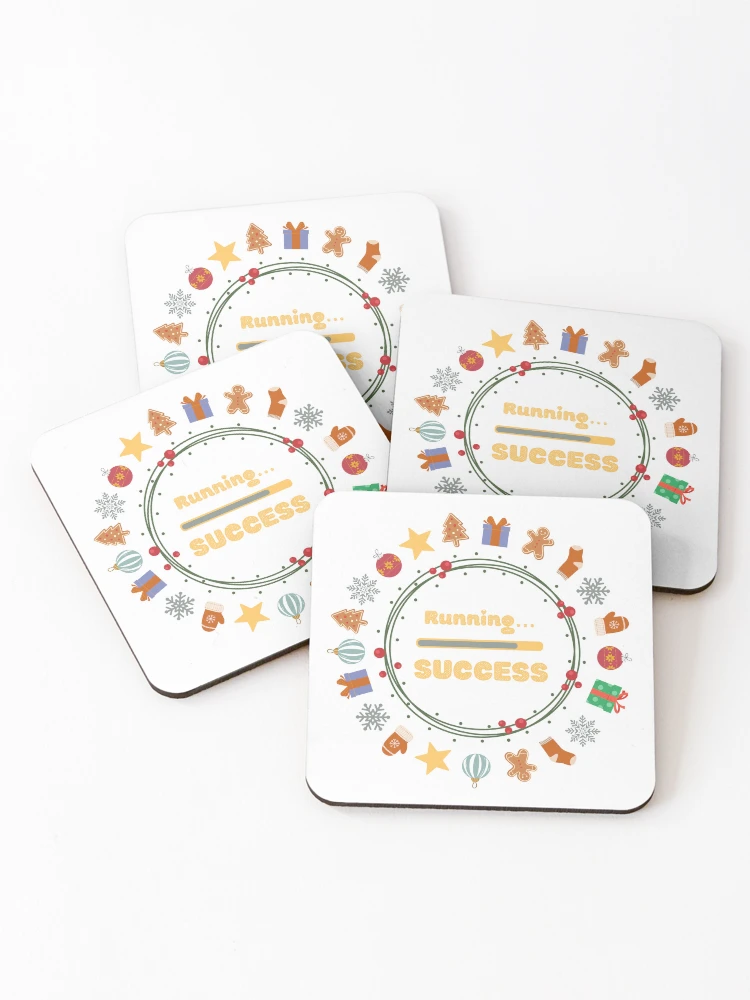 Thumbnail 1 of 5, Coasters (Set of 4), Festive Loading - Christmas "Running... Success!" designed and sold by I-RDesign.