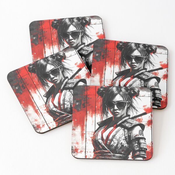Item preview, Futuristic Female Samurai with Sunglasses | Dystopian Japan Art designed and sold by MystiqSlav.