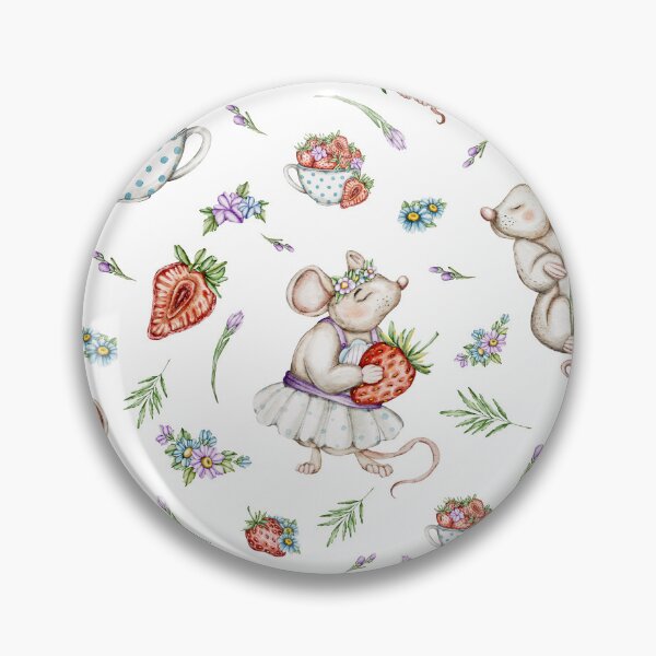 Item preview, seamless watercolour patterns Fairy Garden Mice, Strawberries and Flower Patterns designed and sold by NelenaArt.