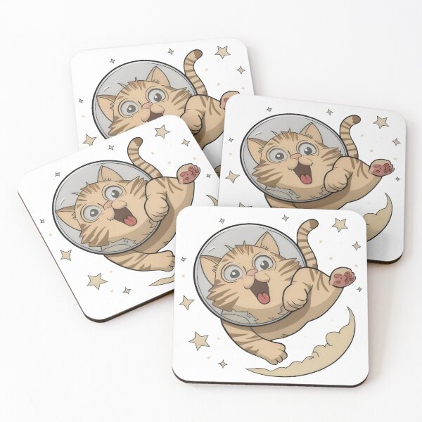 Item preview, Happy space cat floating in the starry universe - astronaut cat designed and sold by Cherry-Cat.