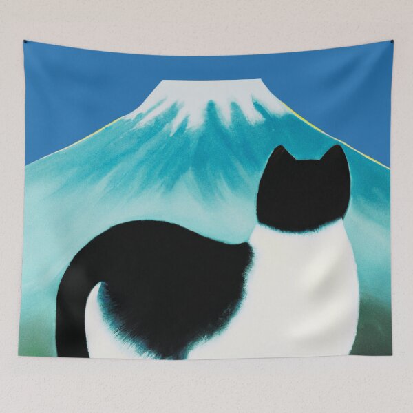 Item preview, a cat and fuji mountain designed and sold by MerryCrown.